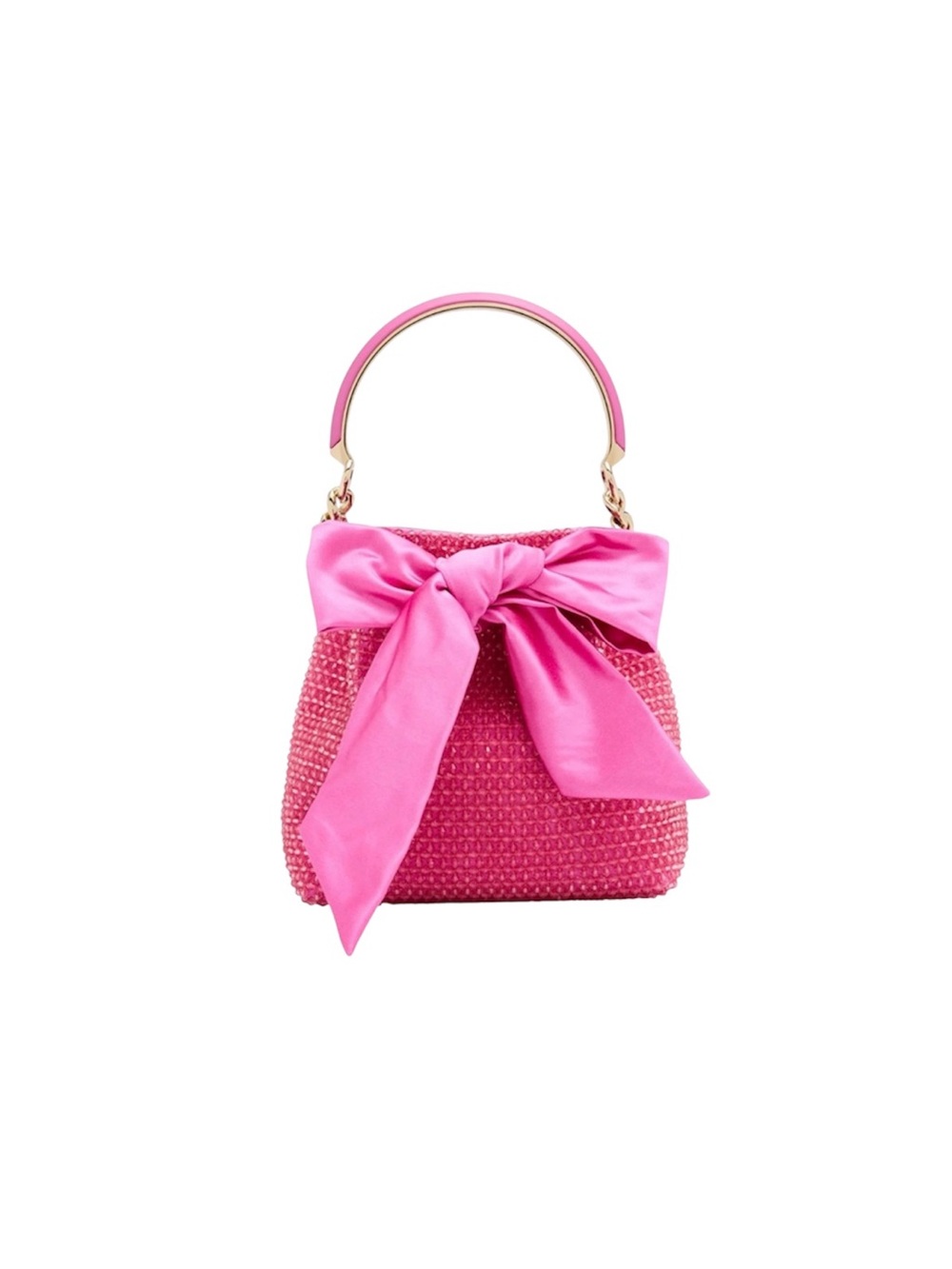 Jimmy Choo
Bon Bon Bow Metallic Raffia Bucket Bag